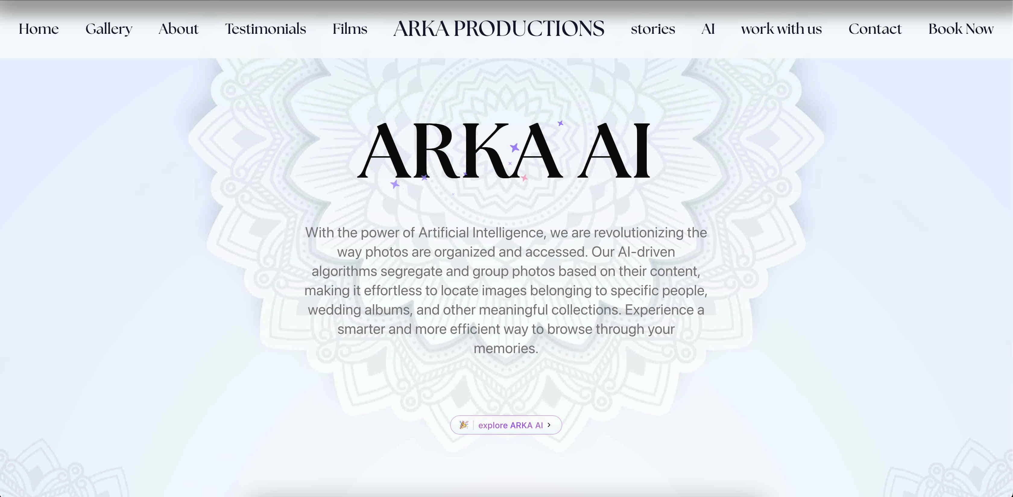 Screenshot 3 of ARKA productins website